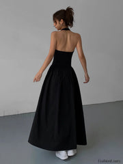 Minimalist Halter Graceful Backless Long Dress Black / XS Dresses