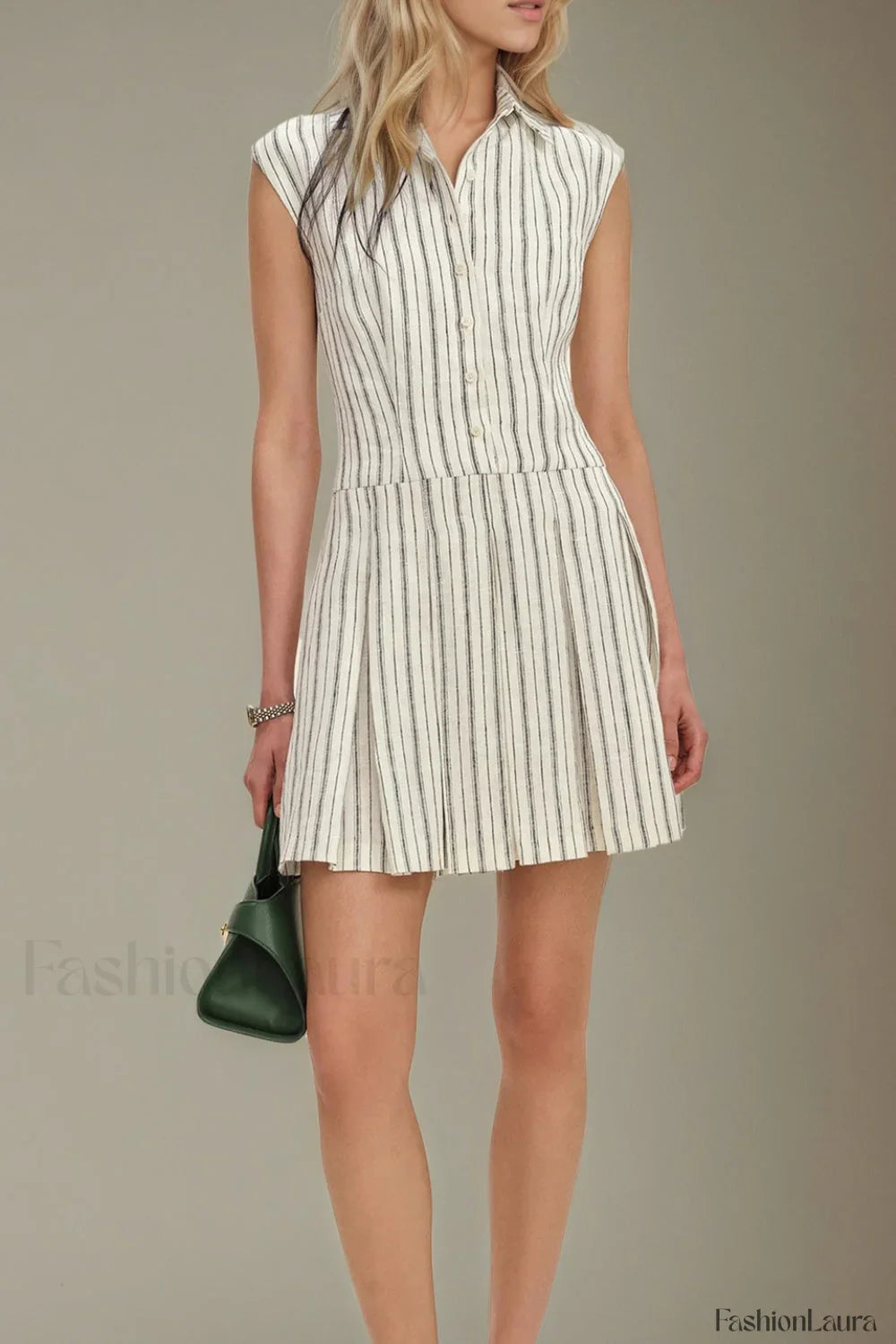 Minimalist Slimming Sleeveless Button Front Work Dress