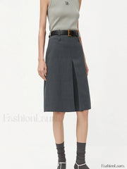 Minimlism Unbelted Graceful Midi Skirt Grey / XS Skirts