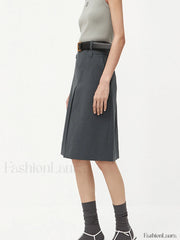 Minimlism Unbelted Graceful Midi Skirt Skirts