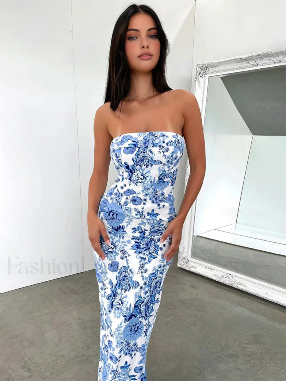 Multi Floral Graceful Split Long Dress Dresses