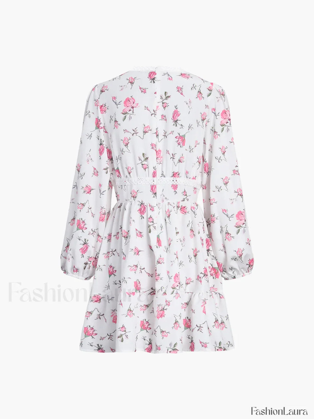 Multi Floral Lace Trendy Trim Short Dress Dresses