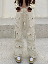 Multi Pockets Vintage Baggy Cargo Jeans Apricot / M Cargo Jeans