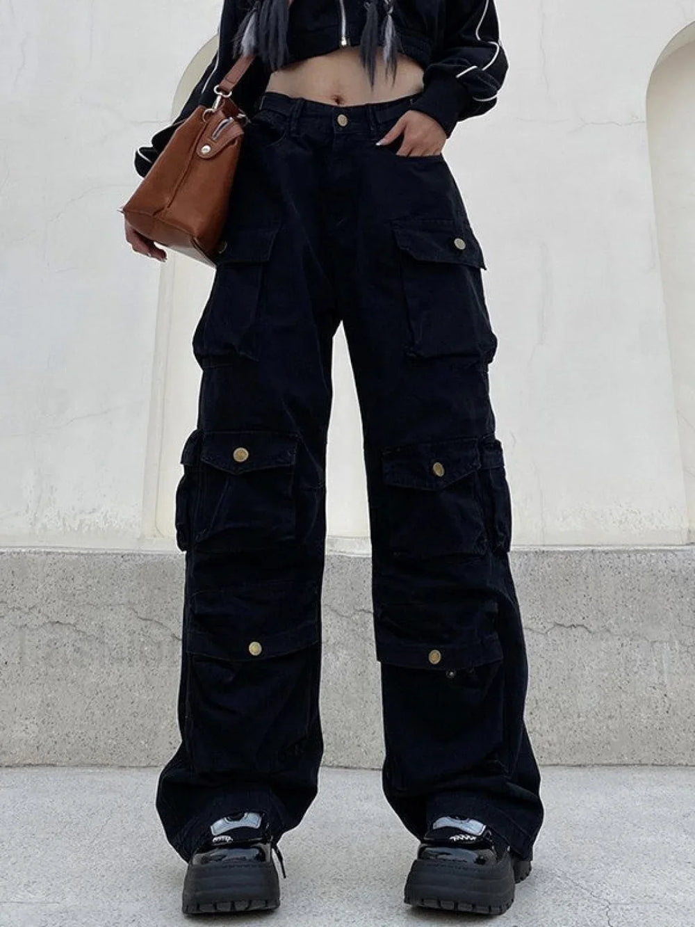 Multi Pockets Vintage Baggy Cargo Jeans Black / M Cargo Jeans