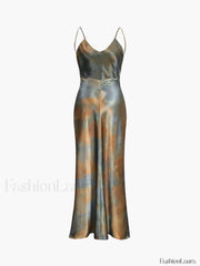 Neptune Satin Open Trendy Back Long Dress Dresses