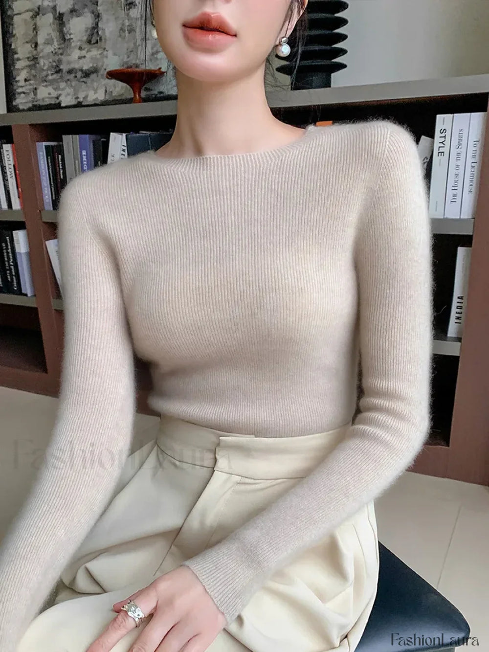 New Fashion Women’s Slim O neck Half Sleeve Pullover Solid Color Merino Wool Sweater Sweaters L