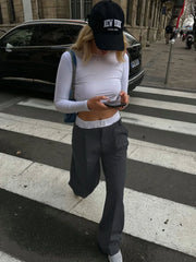 Off Duty Reversible Trendy Waistband Wide Leg Pants Grey / XS Pants