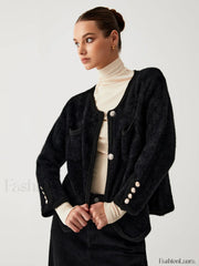 Old Money Graceful Aesthetics Fuzzy Cardigan Sweaters L