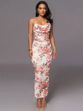 One Shoulder Bodycon Floral Dress Pink / S
