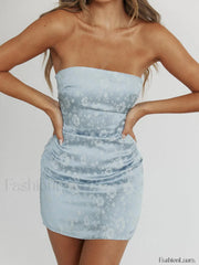 One Shoulder Floral Silk Mini Dress Mini Dresses