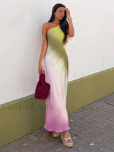 One Shoulder Satin Tie Dye Maxi Dress MULTI / S