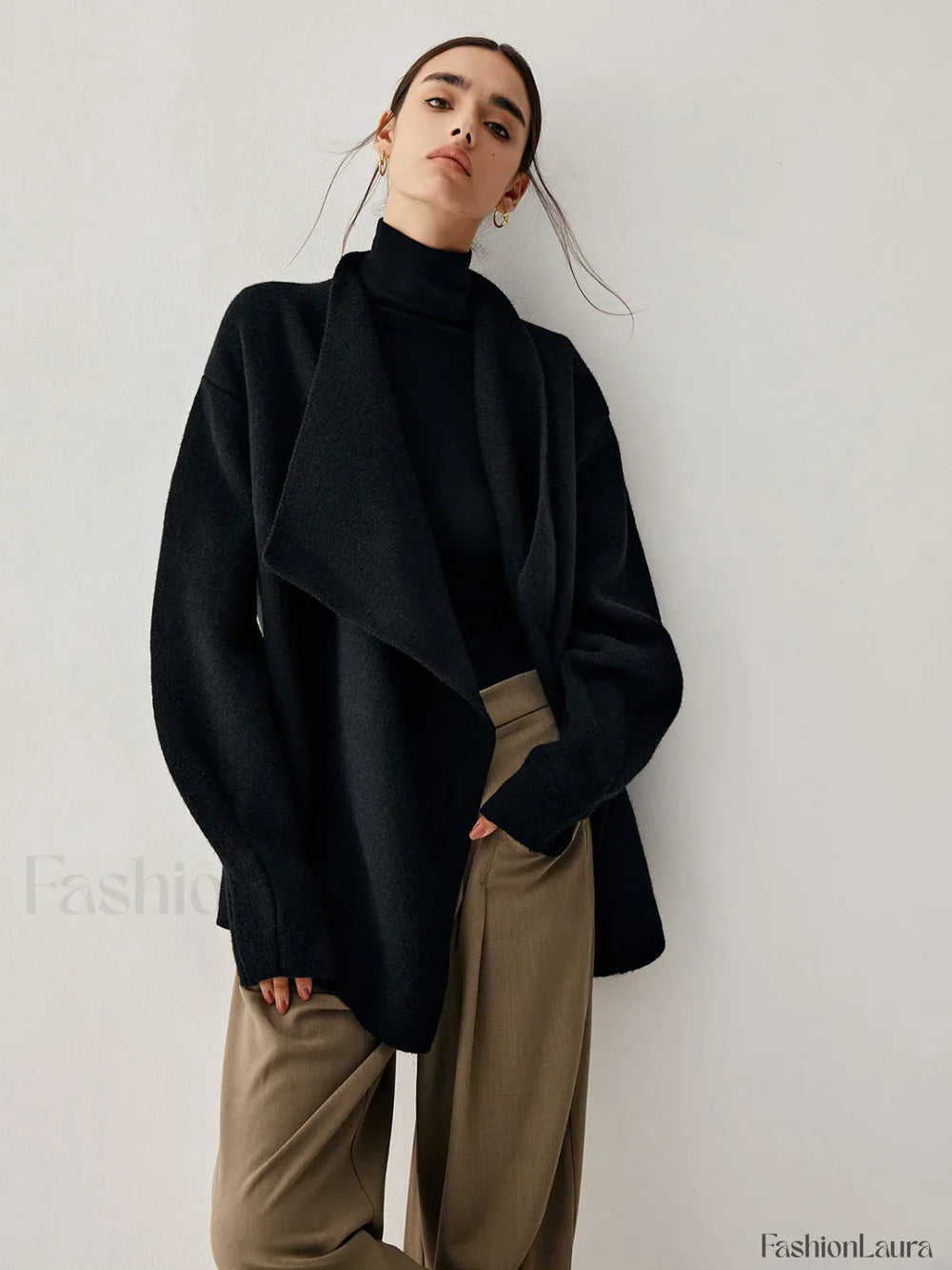 Open Collar Graceful Kimono Cardigan Sweaters L