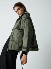 Open Collar Graceful Quilted Coat Green / XS Winter Coats