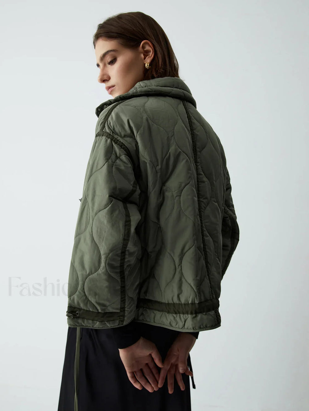 Open Collar Graceful Quilted Coat Winter Coats