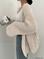 Open Front Long Sleeve Knit Cardigan Sweaters