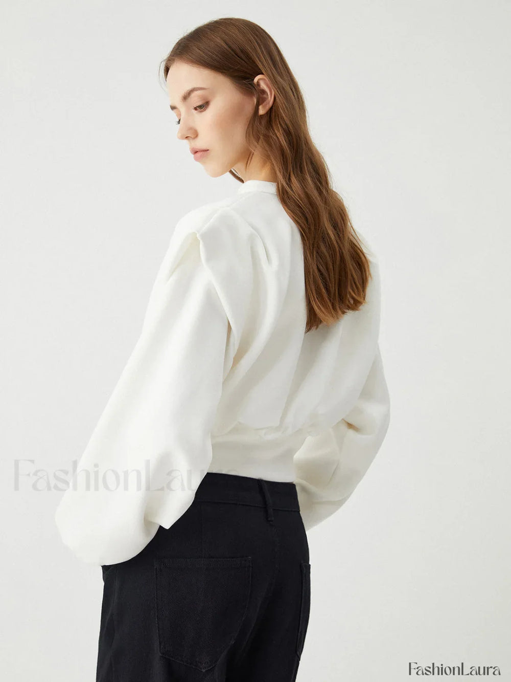 Oversized Solid Graceful Long Sleeve Blouse Blouses