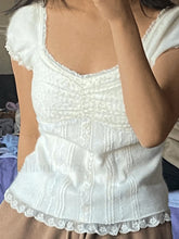 Paneled Lace White Puff Sleeve Blouse White / S Shirts