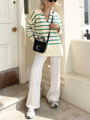 Paris In Graceful Spring Stripe Sweater Beige / S Sweaters L