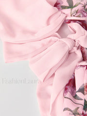 Patchwork Ruffle Bardot Floral Mini Dress Mini Dresses