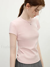 Pink Minimalist Slim Fit T Shirt