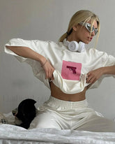 Pink Print Cotton T Shirt White / M