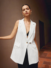 Pinstripe Cotton Graceful Blends Vest Vests