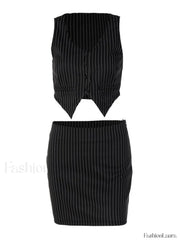 Pinstripe Detail Two Piece Set Two Piece Outfits