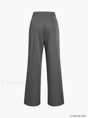 Pinstripe Pleated Wide Trendy Leg Dress Pants Pants
