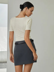 Plain Mini Graceful Skirt Without Belt Skirts