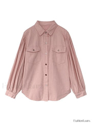 Pleated Long Sleeve Blouse Shirts
