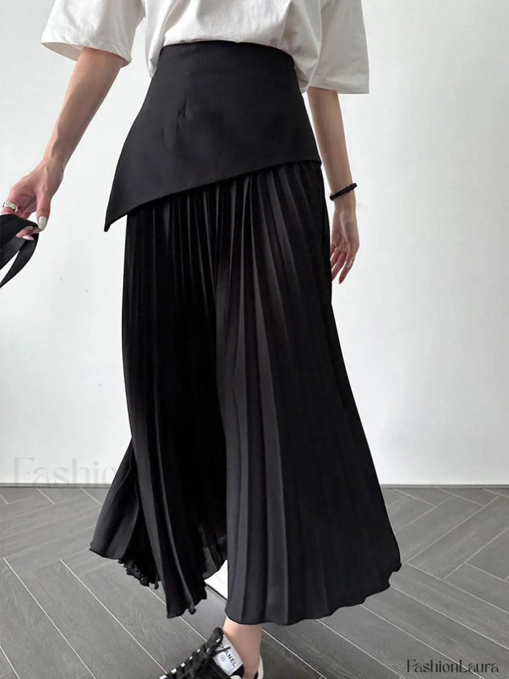 Pleated Patchwork Graceful Maxi Skirt Skirts