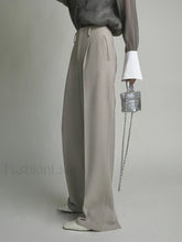 Pocket Straight Graceful Leg Split Pants Light Grey / XS Pants