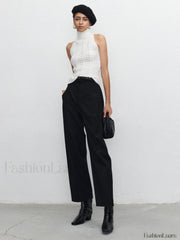 Pocket Straight Leg Trendy Pants Without Belt Pants