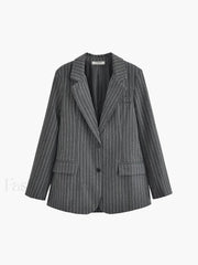 Pocket Stripe Graceful Collar Blazer Blazers