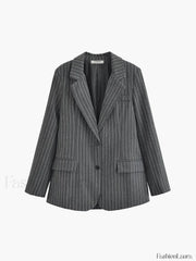 Pocket Stripe Graceful Collar Blazer Blazers