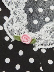 Polka Dot Lace Trim Dress Dresses
