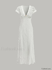 Polka Dot Lace Trim Dress White / XS Dresses