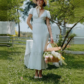 Polka Dot Lace Up French Gentle Wind Maxi Dress