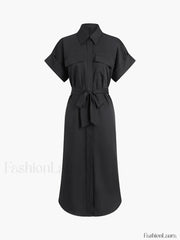 Polo Pockets Graceful Tied Midi Dress Dresses