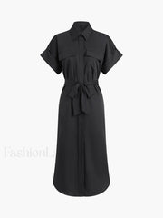 Polo Pockets Graceful Tied Midi Dress Dresses