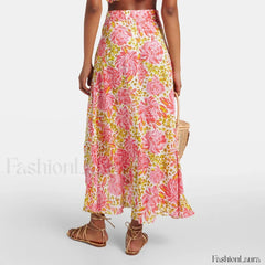 Printed Asymmetric Tie Waist Skirt