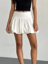 Puffy Bud A Line Skirt WHITE / S