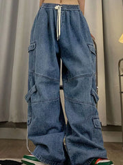 Punk Blue Wash Baggy Cargo Jeans Cargo Jeans
