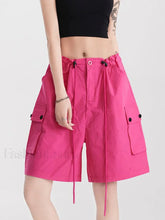 Punk Rose Color Cargo High Waist Streetwear Short Rose / S