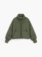 Quilted Puffer Stand Trendy Collar Crop Coat Winter Coats