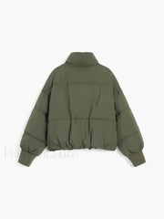 Quilted Puffer Stand Trendy Collar Crop Coat Winter Coats