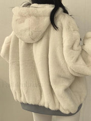 Reversible Oversize Fleece Hooded Jacket Jacket