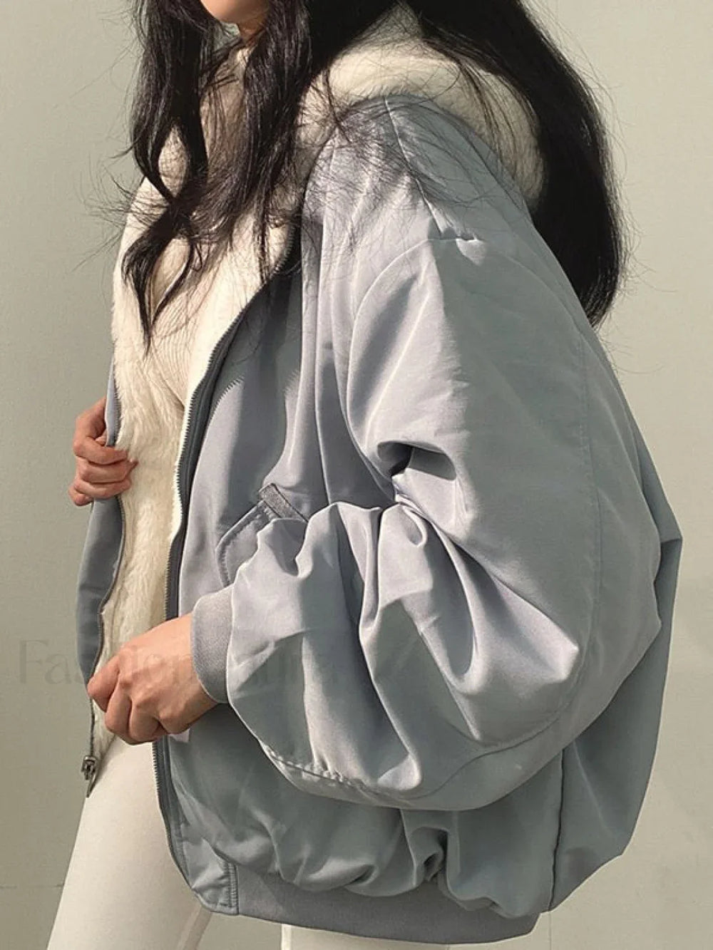 Reversible Oversize Fleece Hooded Jacket Jacket