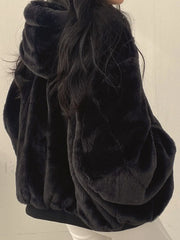 Reversible Oversize Fleece Hooded Jacket Jacket