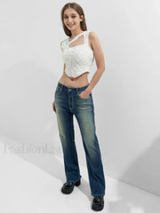 Rhinestone Chrome Hearts Flare Leg Jeans Flare Jeans